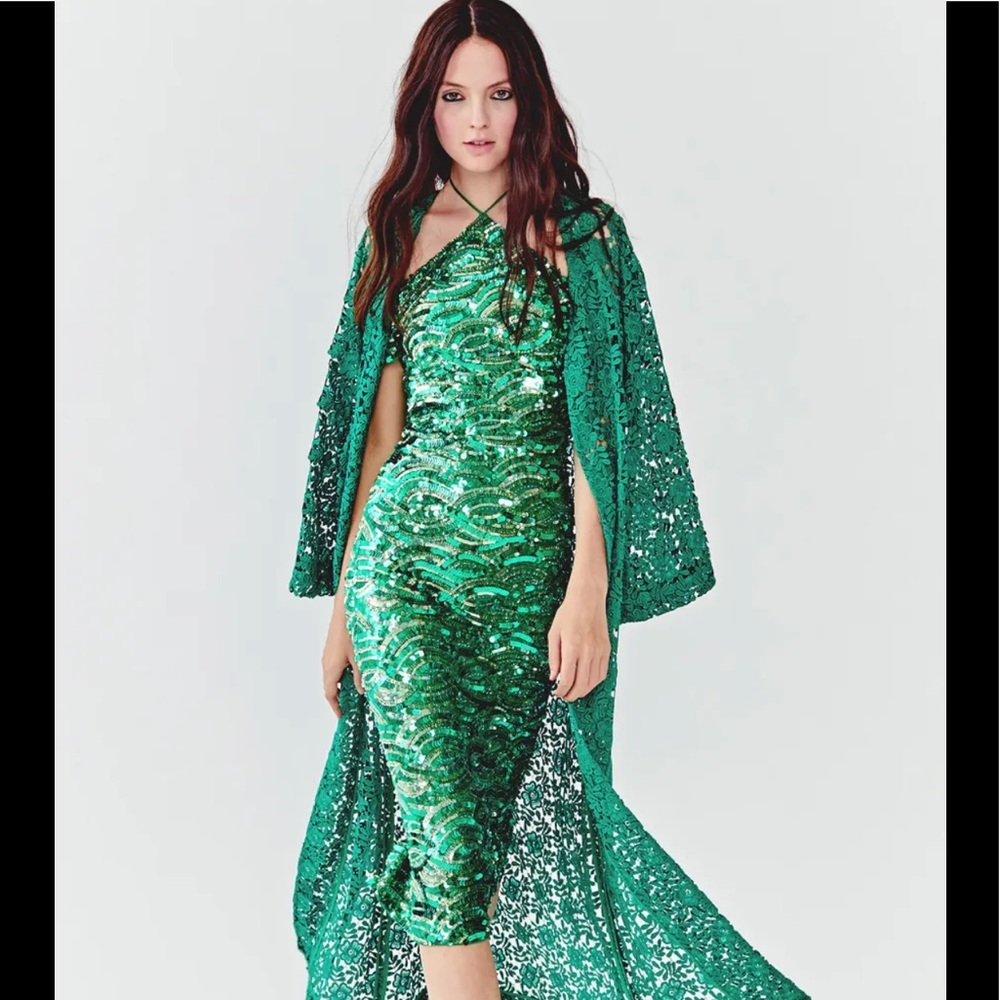 Alice and Olivia Sequin Midi Cocktail Dress
